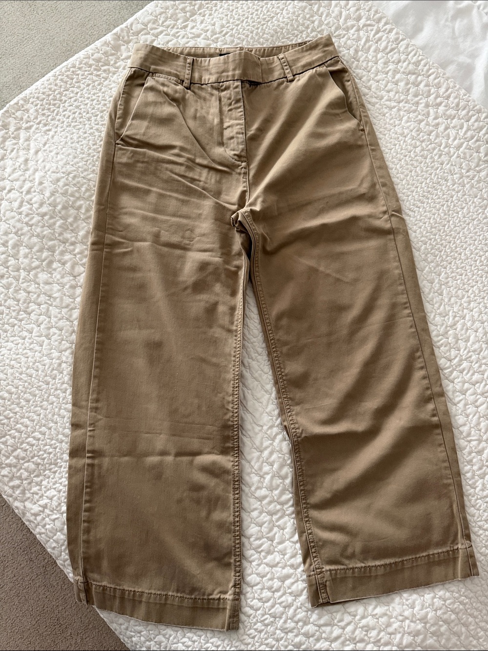 J. Crew women’s  Wide-Leg cropped Chinos in Khaki Brown
